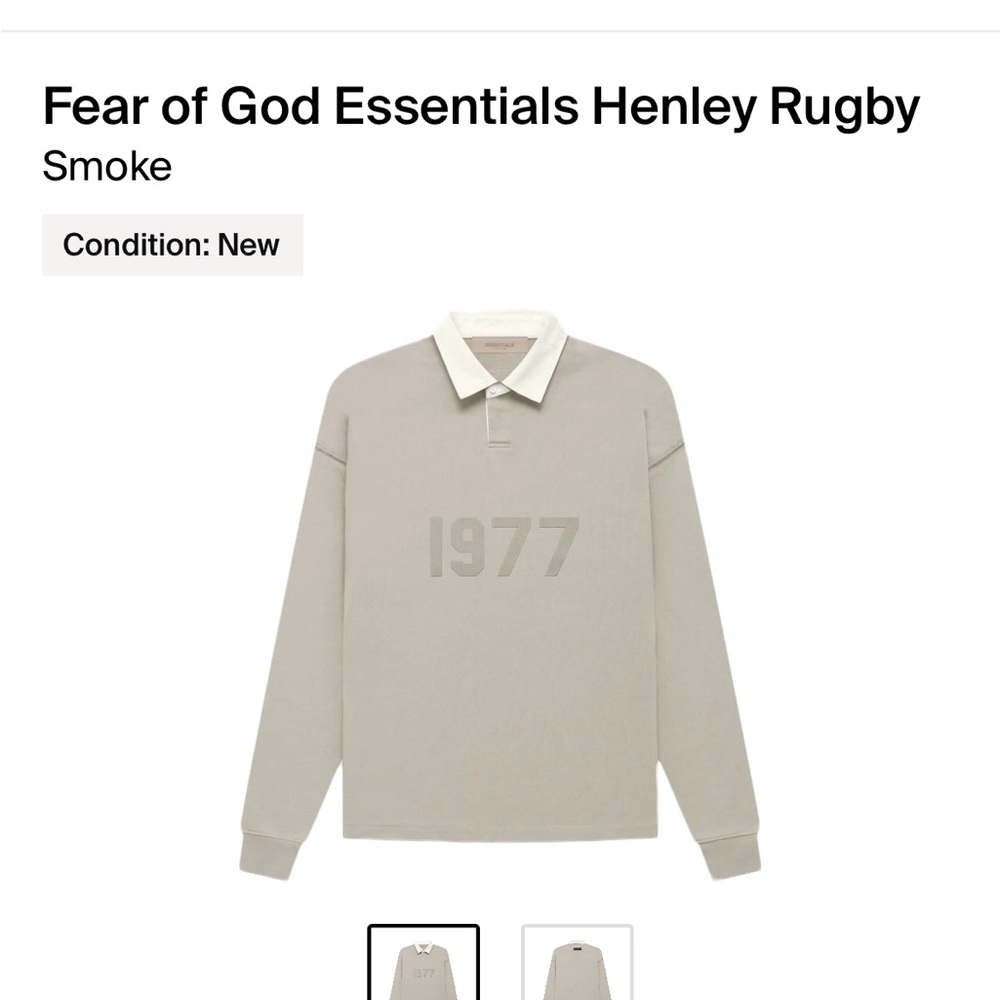 Fear of God Essentials Henley Rugby - smoke